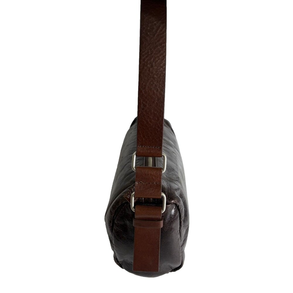 Sundance Belted Baguette Women's Leather Bag Dark Espresso Brown Purse - Picture 6 of 10